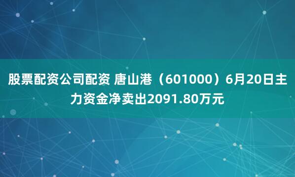 股票配资公司配资 唐山港（601000）6月20日主力资金净卖出2091.80万元